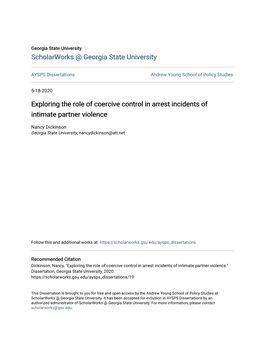 Exploring the Role of Coercive Control in Arrest Incidents of Intimate Partner Violence