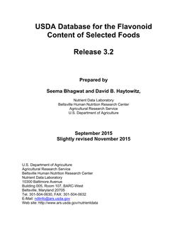 USDA Database for the Flavonoid Content of Selected Foods Release