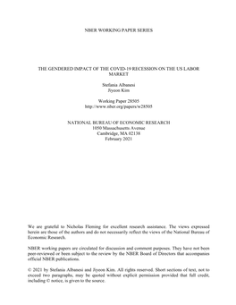 The Gendered Impact of the Covid-19 Recession on the Us Labor Market