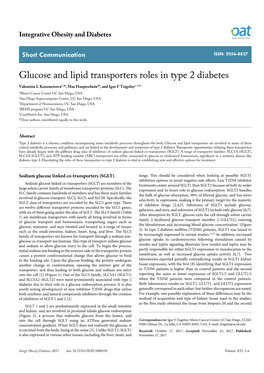 Glucose and Lipid Transporters Roles in Type 2 Diabetes