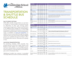 Transportation & Shuttle Bus Schedule