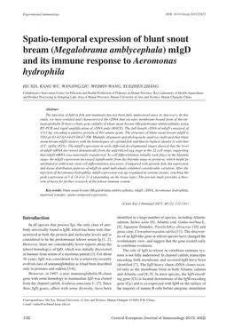 Megalobrama Amblycephala) Migd and Its Immune Response to Aeromonas Hydrophila