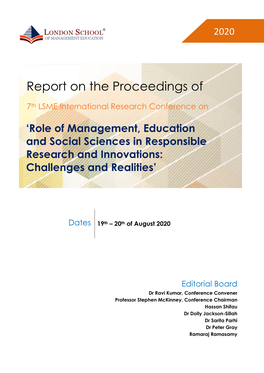 Report on the Proceedings Of