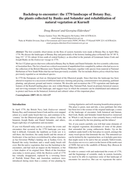 The 1770 Landscape of Botany Bay, the Plants Collected by Banks and Solander and Rehabilitation of Natural Vegetation at Kurnell