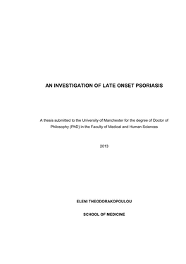 An Investigation of Late Onset Psoriasis