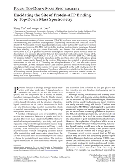 Elucidating the Site of Protein-ATP Binding by Top-Down Mass Spectrometry