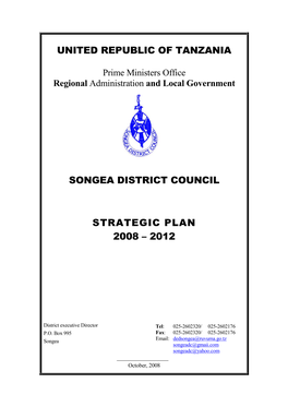 Songea District Council Strategic Plan 2008
