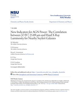 O IV] 25.89 Μm and Hard X-Ray Luminosity for Nearby Seyfert Galaxies M