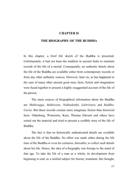 Chapter Ii the Biography of the Buddha