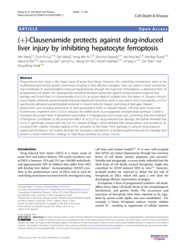 (+)-Clausenamide Protects Against Drug-Induced Liver Injury By