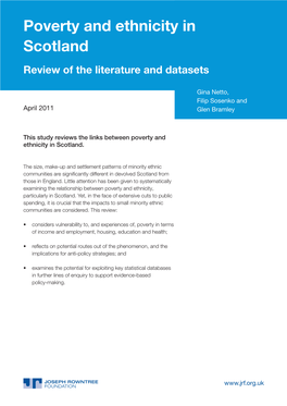 Poverty and Ethnicity in Scotland Review of the Literature and Datasets