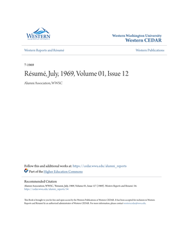 Résumé, July, 1969, Volume 01, Issue 12 Alumni Association, WWSC