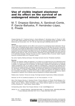 Use of Visible Implant Elastomer and Its Effect on the Survival of an Endangered Minute Salamander