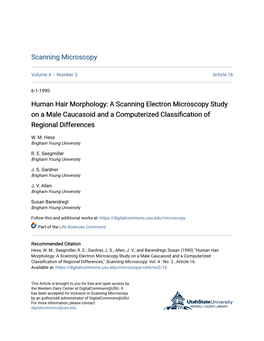 Human Hair Morphology: a Scanning Electron Microscopy Study on a Male Caucasoid and a Computerized Classification of Regional Differences