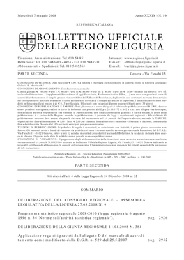 Assemblea Legislativa Della Liguria 27.03.2008 N