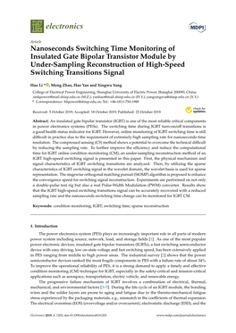 Nanoseconds Switching Time Monitoring of Insulated Gate Bipolar Transistor Module by Under-Sampling Reconstruction of High-Speed Switching Transitions Signal