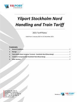 Yilport Stockholm Nord Handling and Train Tariff