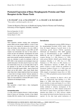 Postnatal Expression of Bone Morphogenetic Proteins and Their Receptors in the Mouse Testis