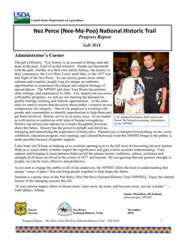 Nez Perce National Historic Trail Progress Report