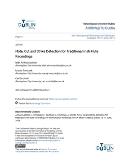 Note, Cut and Strike Detection for Traditional Irish Flute Recordings