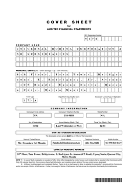 Universal Robina Corporation and Subsidiaries