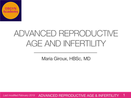 Advanced Maternal Age and Infertility Presentation