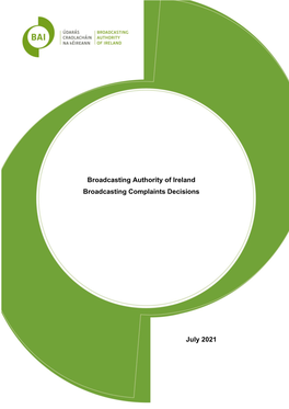 Broadcasting Authority of Ireland Broadcasting Complaints