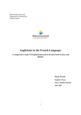 Anglicisms in the French Language