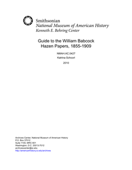 Guide to the William Babcock Hazen Papers, 1855-1909