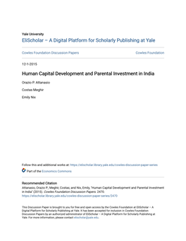 Human Capital Development and Parental Investment in India