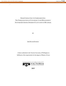 A Thesis Submitted to the Victoria University of Wellington in Fulfilment of the Requirements for the Degree of Master of Laws