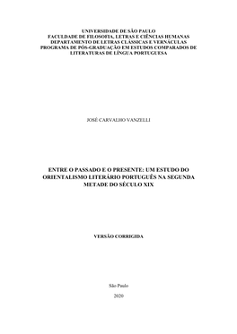 Um Estudo Do Orientalismo Literário Português Na Segunda Metade Do Século Xix