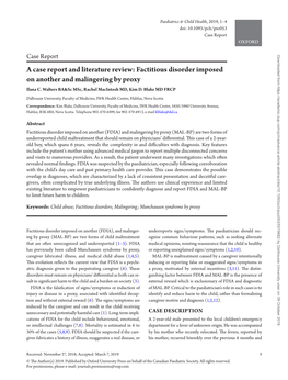 Factitious Disorder Imposed on Another and Malingering by Proxy Ilana C