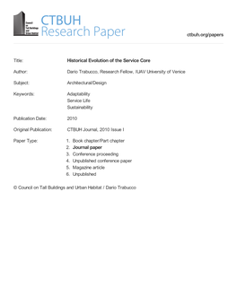 Historical Evolution of the Service Core 2. Journal Paper Ctbuh.Org