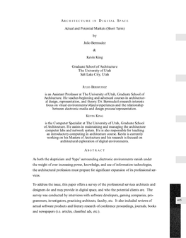 Actual and Potential Markets (Short Term) by Julio Bermudez & Kevin