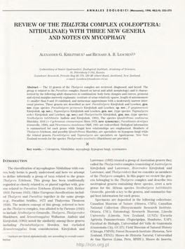 Coleoptera: Nitidulinae) with Three New Genera and Notes on Mycophagy