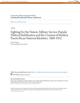 Military Service, Popular Political Mobilization and the Creation of Modern Puerto Rican National Ident