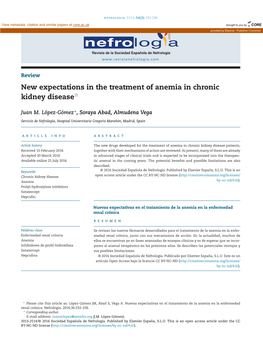 New Expectations in the Treatment of Anemia in Chronic Kidney Disease