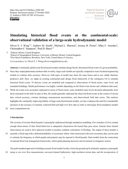 Simulating Historical Flood Events at the Continental-Scale: Observational Validation of a Large-Scale Hydrodynamic Model Oliver E