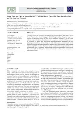 Space, Time and Place in Samuel Beckett's Collected Shorter Plays: That Time, Rockaby, Come and Go, Quad and Cascando Advances