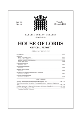 House of Lords Official Report