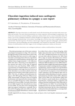 Chocolate Ingestion-Induced Non-Cardiogenic Pulmonary Oedema in a Puppy: a Case Report