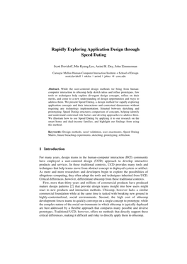 Rapidly Exploring Application Design Through Speed Dating