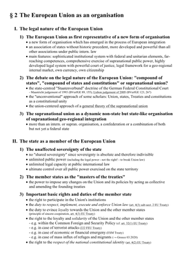 § 2 the European Union As an Organisation