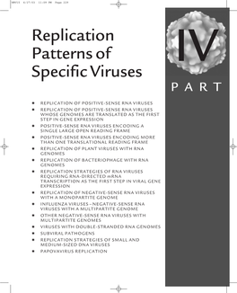 Replication Patterns of Specific Viruses IV PART