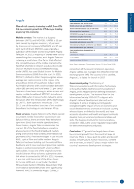 Angola Key Indicators for Angola (2017) Africa World Fixed-Telephone Sub