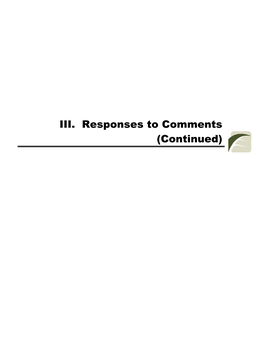 III. Responses to Comments (Continued)