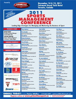 Download the 2011 Sports Management Conference Brochure