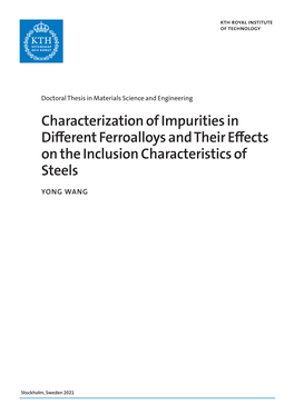 Characterization of Impurities in Different Ferroalloys and Their Effects on the Inclusion Characteristics of Steels