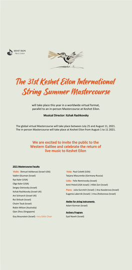 The 31St Keshet Eilon International String Summer Mastercourse